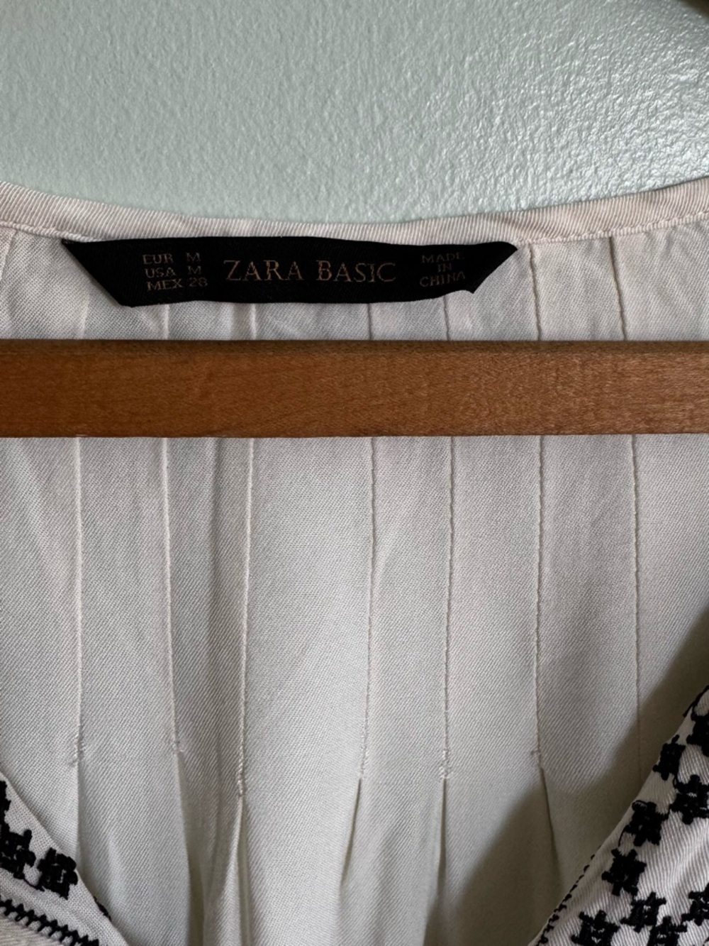 Zara Cream Midi Dress with Black Embroidery and Tassels - Picture 3 of 5
